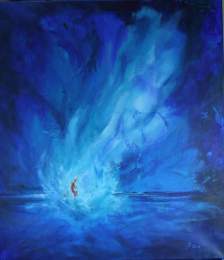 ....der Geist Gottes schwebt über den Wassern Genesis1,2, Acryl 70x80cm