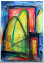 die schmale Pforte, sie sieht so unscheinbar aus. Jesus ist auch nicht in einem Schloss zur Welt gekommen, sondern in einem Stall . Aquarell 31x45cm
